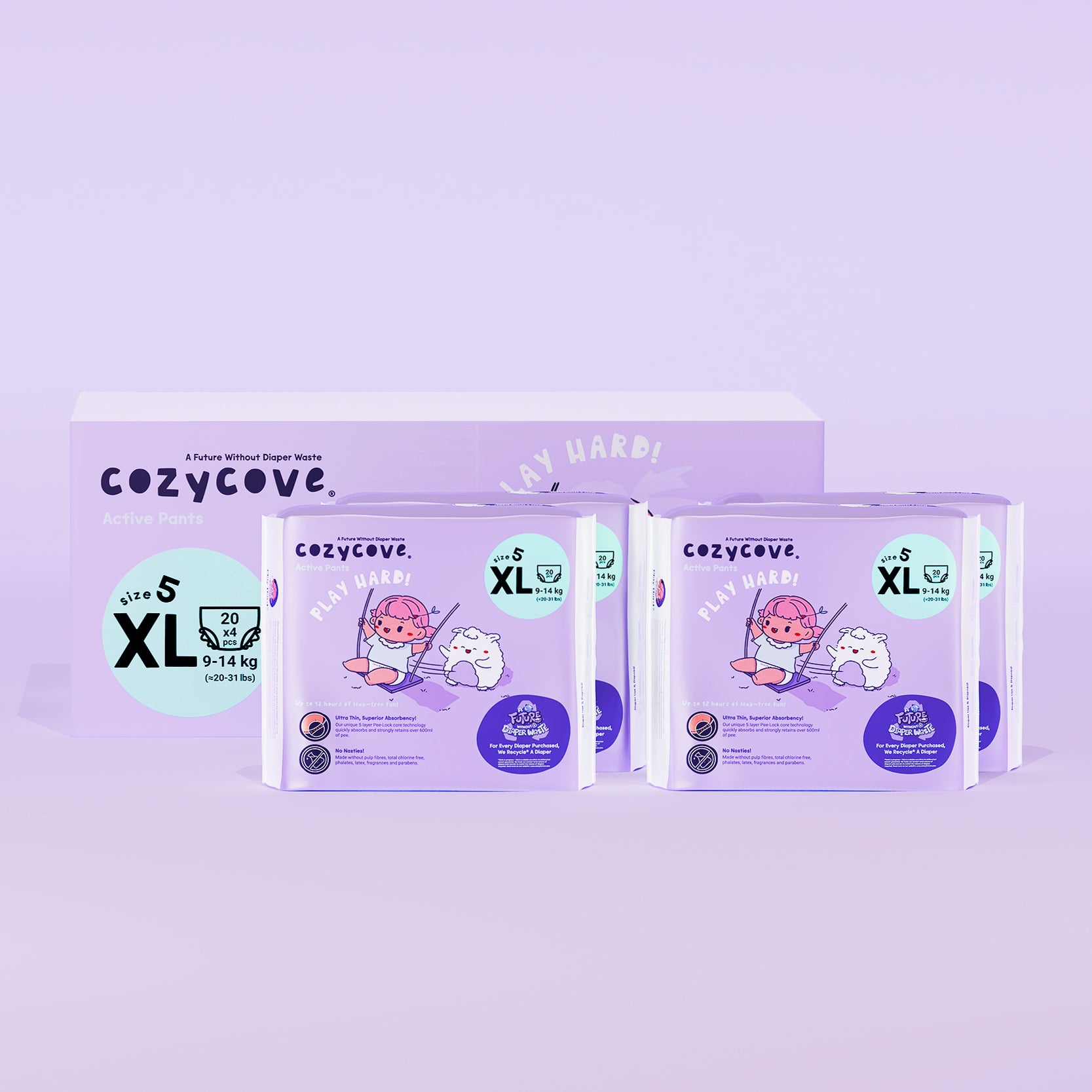Play Hard Active Diaper Pants - Size 5 - Carton 80 pcs