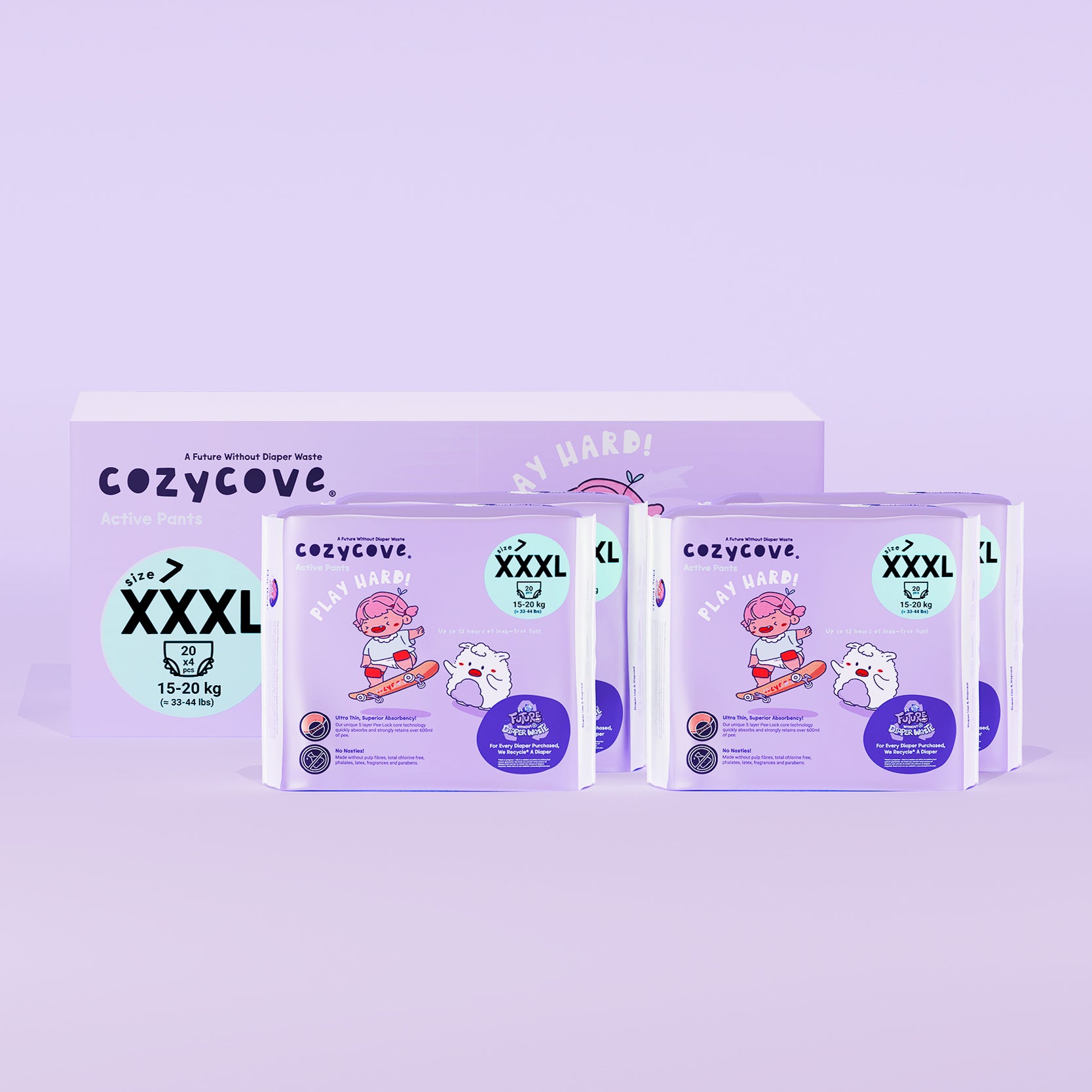 Play Hard Active Diaper Pants - Size 7 - Carton 80 pcs