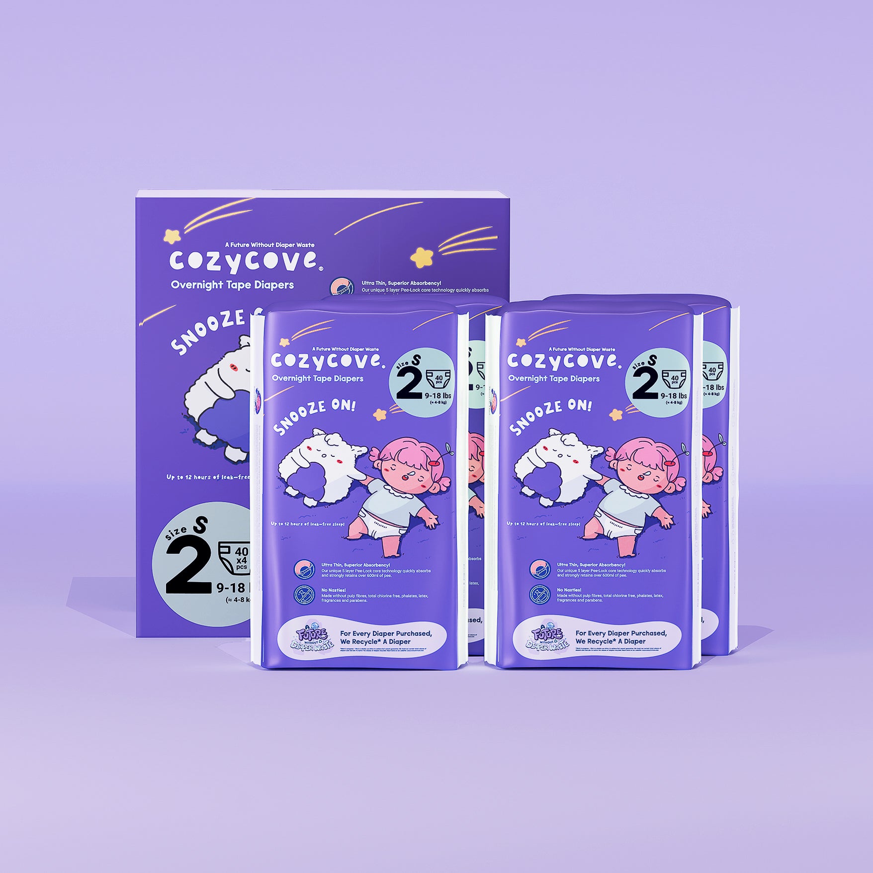 Snooze On Overnight Diaper Tape - Size 2 - Carton 160 pcs