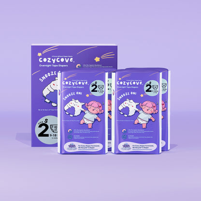 Snooze On Overnight Tape Diaper - Size NB, 2, 3, 4, 5, 6