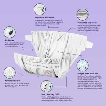 Snooze On Overnight Diaper Tape - Size Newborn - Carton 160 pcs
