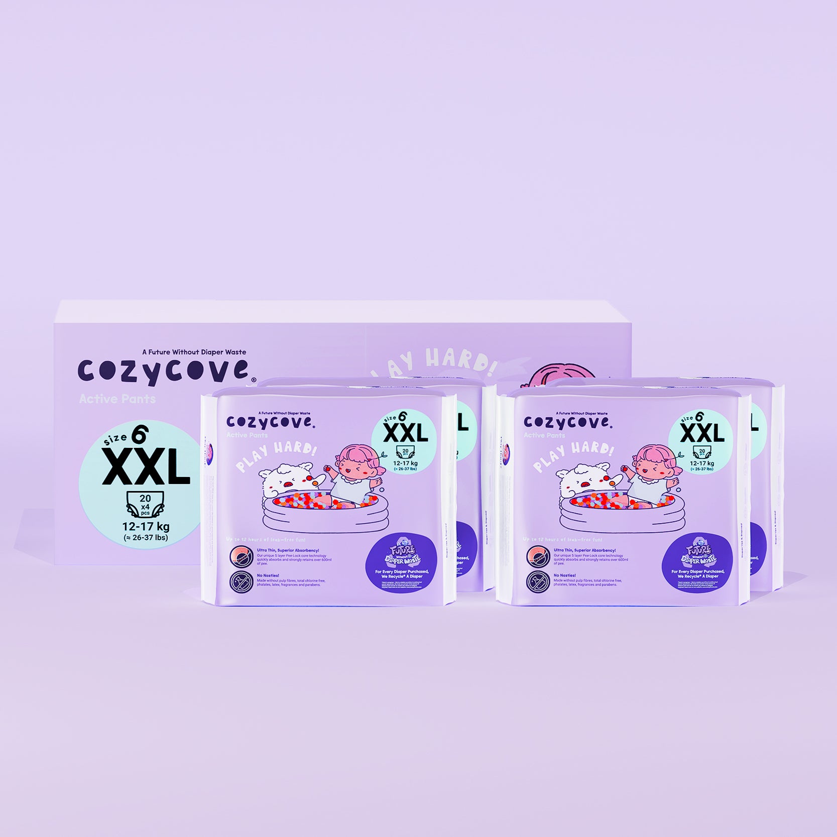 Play Hard Active Diaper Pants - Size 6 - Carton 80 pcs